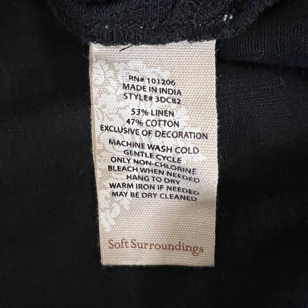 Soft Surroundings Marisol Linen Cotton Tunic PXL Black White Embroidered Buttons - Picture 5 of 5
